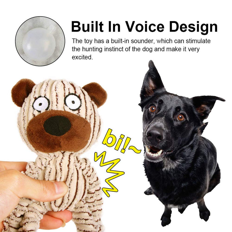 Dog Squeaky Toys, Durable Dog Plush Toy, Tough Dog Chew Toy with Cotton Material, Reducing Boredom Dog Toy For Medium Dogs light brown - PawsPlanet Australia