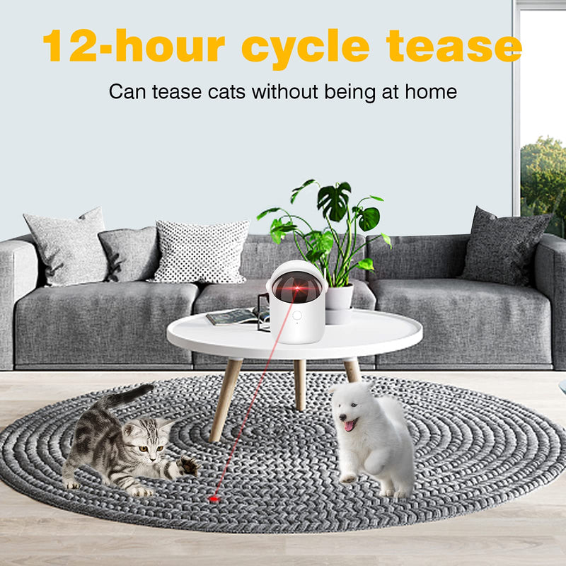 Anazp Cat Toys, Automatic Interactive Cat Toys with 3 Modes&USB Charging, Fast/Slow Mode, Silently, Interactive Pointer Cat Toy for Indoor Cats Timing On/Off (Gray-White) - PawsPlanet Australia