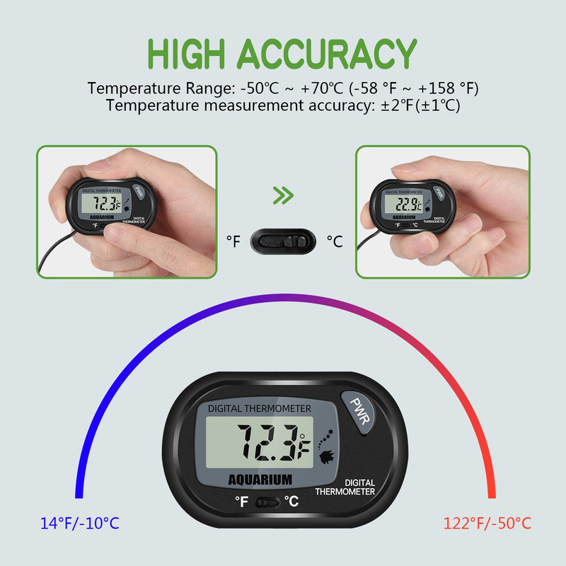 Thlevel Digital Aquarium Fish Tank Thermometer Terrarium Water Temperature Meter Gauge with Water-Resistant Sensor Probe for Reptile Turtle Incubators - PawsPlanet Australia