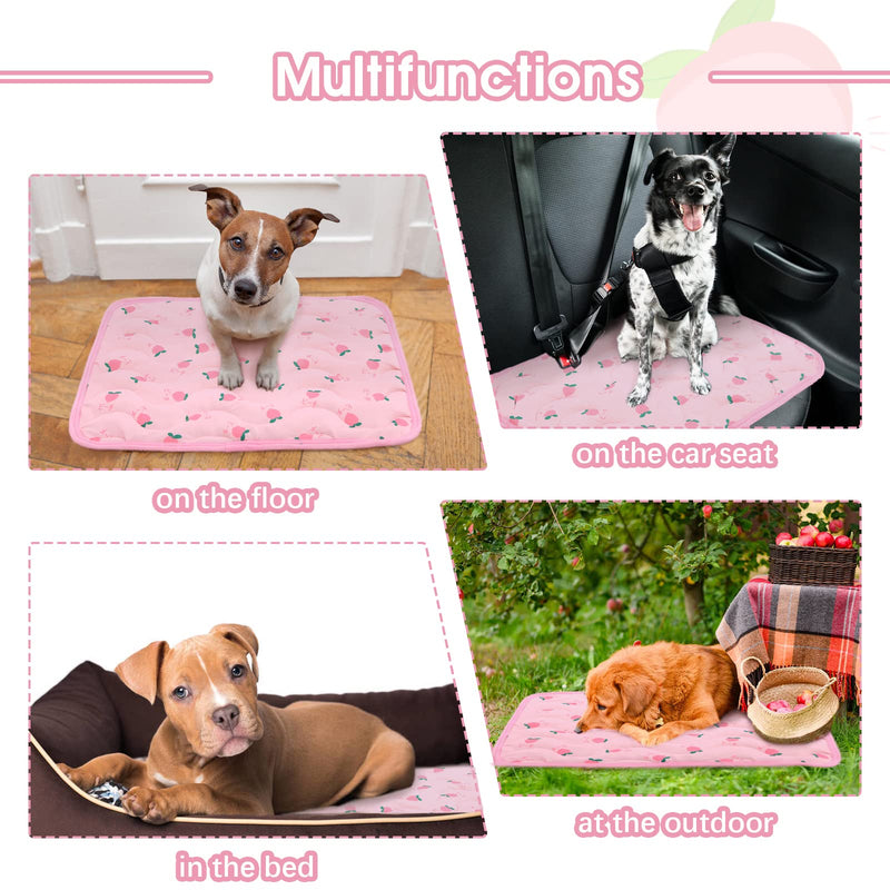 Kuoser Pet Cooling Mat, Cute Printed Self Cooling Summer Pad for Small Medium Large Dogs Cats, Breathable & Washable Ice Silk Cool Mat, Puppy Heat Relieve Ice Blanket for Kennel Sofa Bed Floor Small (19.7'' × 15.7'') Pink - PawsPlanet Australia