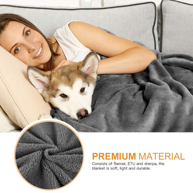 [Australia] - Petacc Waterproof Dog Blankets with Reversible Design, Liquid Proof Pet Blanket for Bed Couch Sofa, Soft Warm Flannel Sherpa Sleep Mat for Dog Cat, Waterproof Dog Bed Cover-Machine Washable S (50" x 40") 