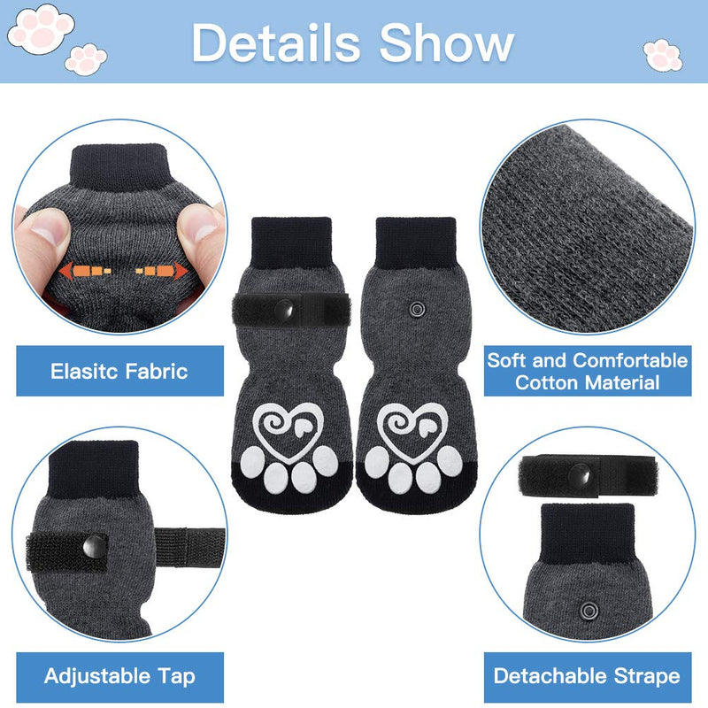 KOOLTAIL Double Side Anti-Slip Dog Socks - 2 Pairs Dog Paw Protector Traction Control Socks on Hardwood Floor Dog Boots Adjustable Dog Socks for Pet Indoor & Outdoor Walking Large - PawsPlanet Australia