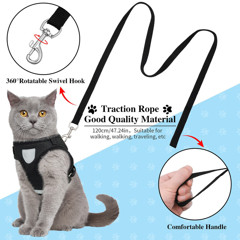 2 Pieces Mesh Cat Harness and Leash Set Adjustable Small Dog Harness Breathable Cat Vest Harness with Reflective Strap Safety Belt Fit for Walking Pet Kitten Puppy (S Size) S Size - PawsPlanet Australia