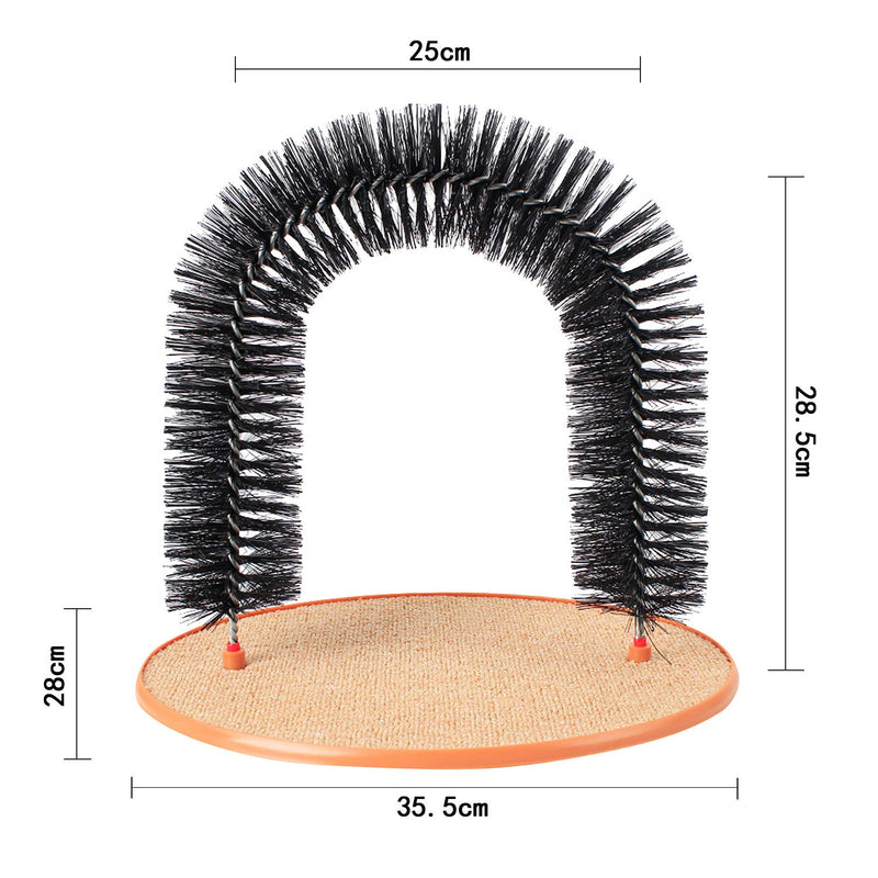 Cat Arch Self Grooming Cat Scratcher Massaging Toy Cat Kitten Self Groomer Massager Hair Combing Brush Removing Loose Fur Trimming Brush with Base Black - PawsPlanet Australia