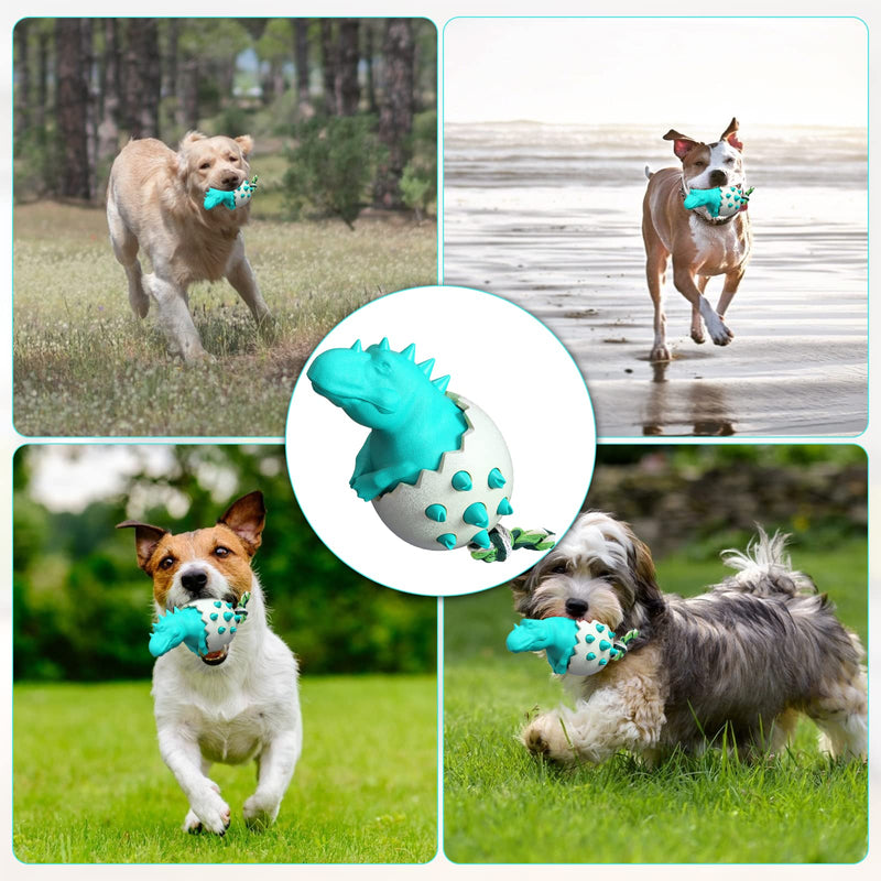 LittleBean Dog Chew Toys for Aggressive Chewers Non-Toxic Natural TPR Rubber Almost Indestructible Dental Interactive Toys for Small Medium Dogs Durable Teeth Cleaner (Dinosaur Eggs) (Blue) - PawsPlanet Australia