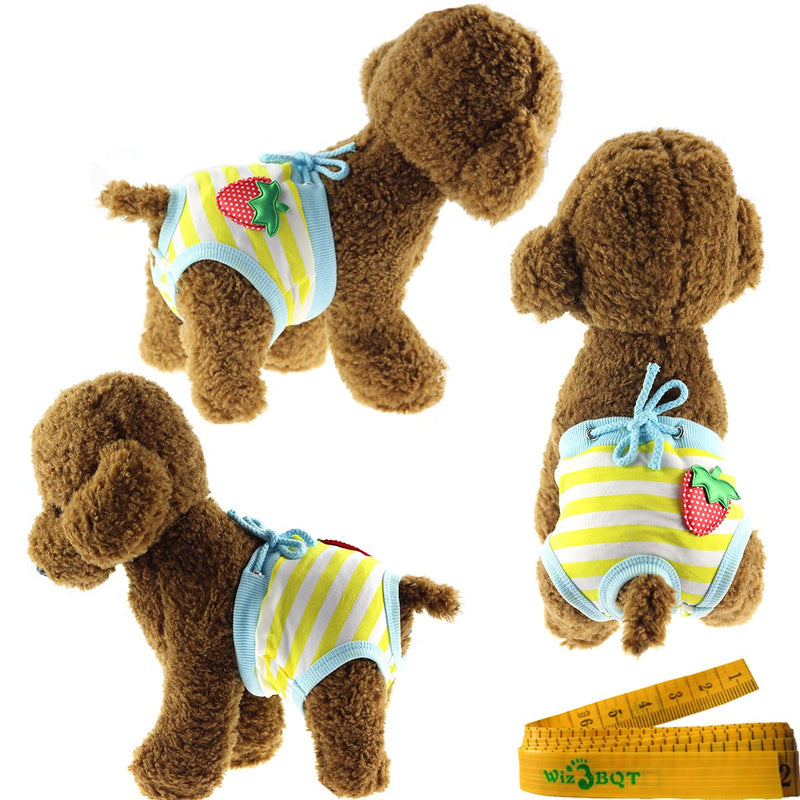 [Australia] - Wiz BBQT Adorable Reusable Washable Strawberry Dog Pet Diapers Cover Up Sanitary Panties for Small Medium Female Girl Dogs Puppy in Spring Summer Autumn Waistline: 9.8-13.7 Inch 