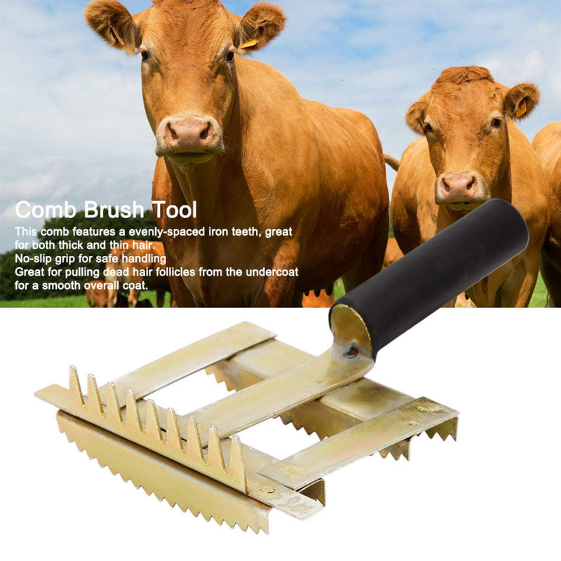 Agatige Livestock Shedding Comb, 2 Side Metal Undercoat Rake Hair Teeth Brush for Cow Horses Goat Big Dogs - PawsPlanet Australia