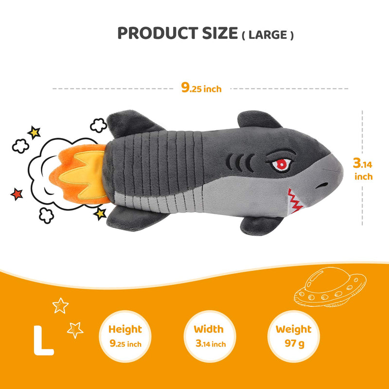 Squeaky Dog Toys ,IOKHEIRA Plush and Squeak Chew Toys,Durable Funny Cute Rocket Shark Dog Stuffed Toys with Cotton Material and Crinkle Paper, Puppy and Pet Toys for Small and Medium Dogs (Big) Rocket big - PawsPlanet Australia