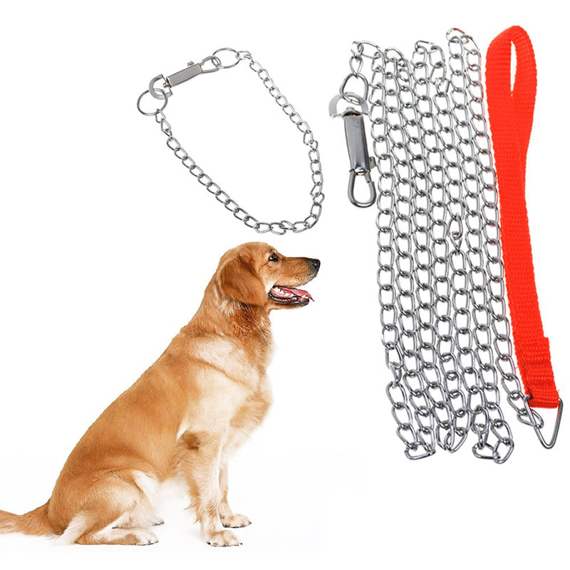 [Australia] - Cosmos Extra Fine Chain Pet Dog Puppy Leash Training Lead Chain Dog Collar with Nylon Handle and Swivel Hook 