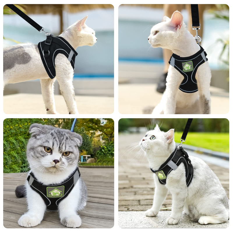 Cat Collars Harnesses and Lead Set Kitten Walking Escape Proof Adjustable Lead Vest Set For Ferret Puppy Rabbit,Kitten Lead and Harness Set with Reflective Strip Breathable Soft Mesh Cat Jacket(XS) XS - PawsPlanet Australia