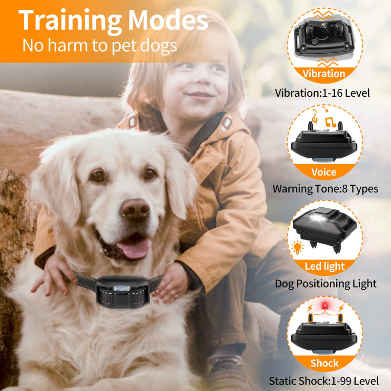 Ropetty Dog Training Collar,Shock Dog Collars for Dogs with Remote,Rechargeable Waterproof Dog Shock Collar with Beep Vibration Shock Training Modes,Electric Dog Bark Collar for Small Medium Large Dog - PawsPlanet Australia