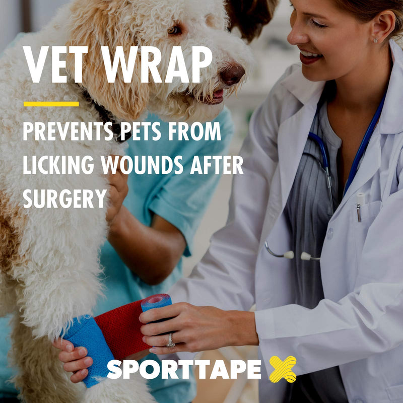 SPORTTAPE Cohesive Compression Bandage - Black - 10cm x 4.5m - Self Adhesive, Self-Adherent Vet Tape, Compression Wrap, Vet & Pet Wrap - Single Roll 10cm x 4.5m - 1 Roll - PawsPlanet Australia