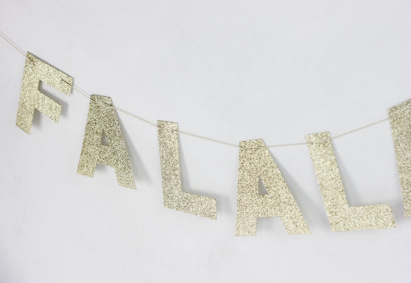 SUNBEAUTY 1 Set FA LA LA LA LA Gold Glitter Banner Christmas Paper Garlands Photo Prop Christmas Hanging Decorations - PawsPlanet Australia