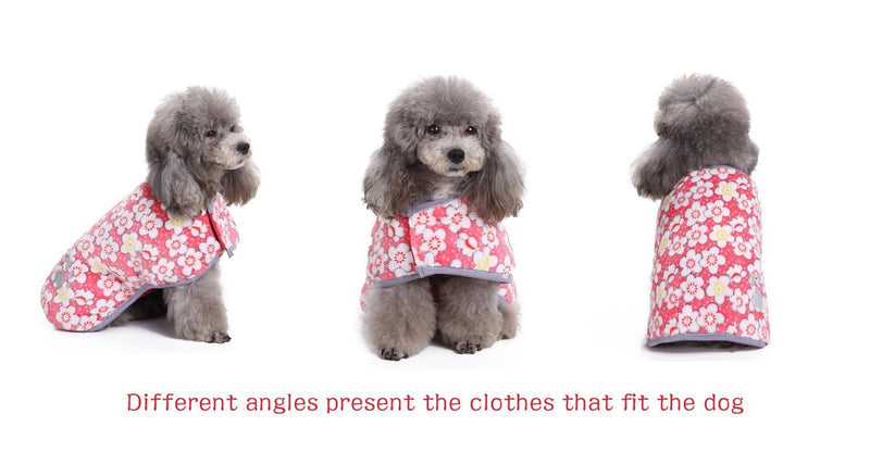 [Australia] - S-Lifeeling Pet Dog Two Sides Reflective Wear Fashion Autumn and Winter Warm Coat Cotton-Padded Dowan Jacket Clothing back length 14" pink 