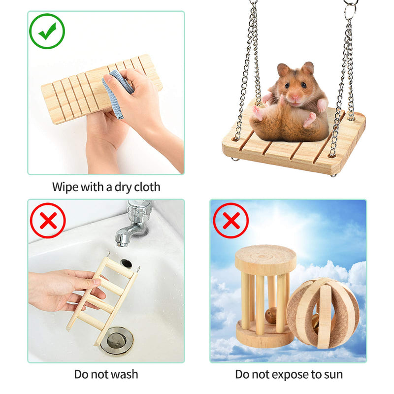 Furpaw Hamster Chew Toys, 11 Pcs Natural Wooden Exercise Toys for Guinea Pigs Syrian Hamster Rabbits, Small Animal Activity Molar Toys Relieve Boredom - PawsPlanet Australia