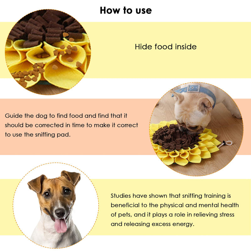 Snuffle Mat, Dog Snuffle Mat Sunflower Slow Feeding Dog Cat Food Mat Nosework Washable Treat Interactive Puzzle Dispenser Toys for Dogs Large Small Pet - PawsPlanet Australia