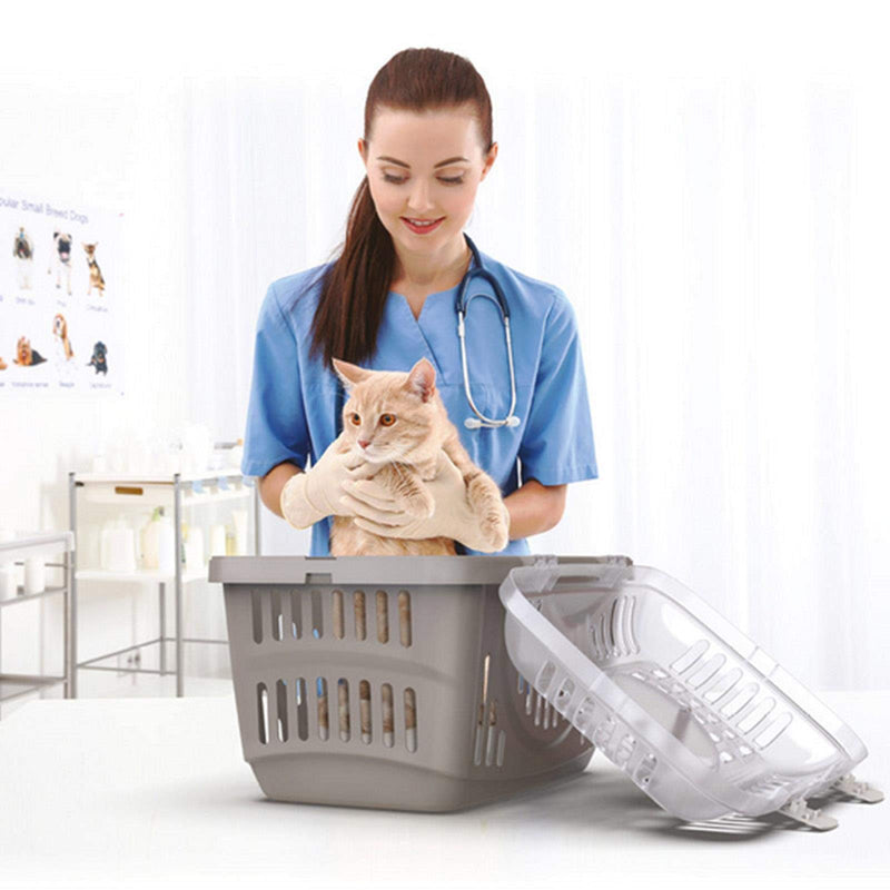 Blue & Transparent Lid Pet Dog Puppy Cat Carriers Basket Bag Cage Portable Travel Kennel Training Box Blue/Transparent - PawsPlanet Australia