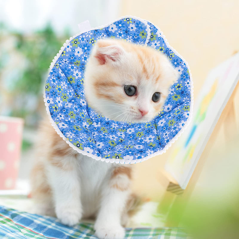 TIESOME Cat Collar Adjustable 6.7-9inch Kitten Recovery Collars Small Dog Cat Post-Surgery Soft Recovery Pet Cone Collar Anti-Bite/Lick Cat Dog Health (Blue) - PawsPlanet Australia