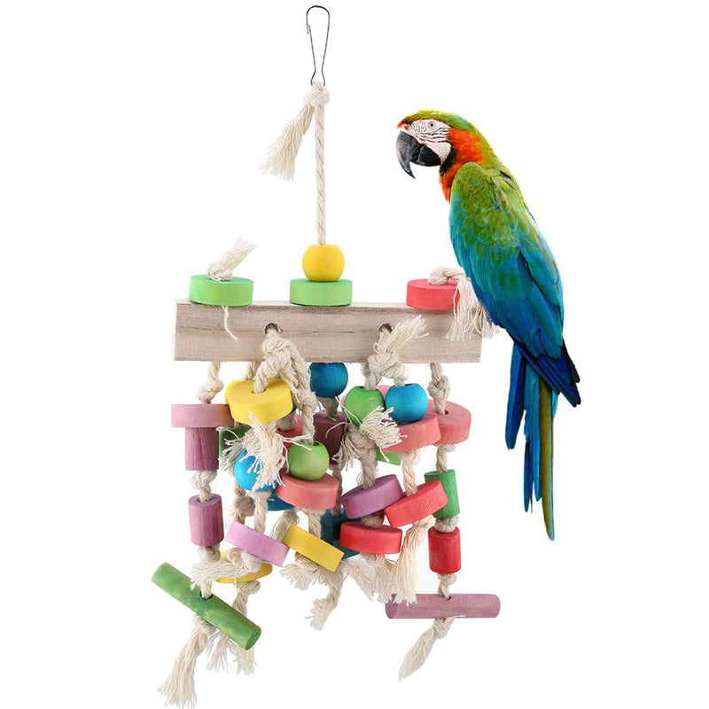 Allazone Bird Parrot Toys, 5 PCS Chewing Toy for Parrot Bird Perch Stand Toy Bird Cage Hammock Swing Toy Wooden Chewing Toy for Conures, Love Birds, Small Parakeets Cockatiels, Macaws - PawsPlanet Australia