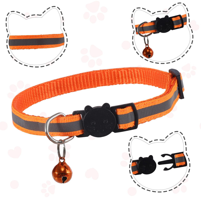 FIHODONE Cat harness with cat leash, cat collar, cat harness with leash, escape-proof, cat harness, adjustable, cat leash with harness for cats, orange with reflective strips (M, orange) M - PawsPlanet Australia