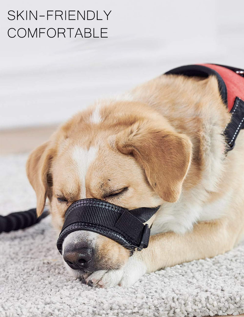 [Australia] - Dog Muzzle Nylon Soft Padding, Adjustable Loop, Black Medium 