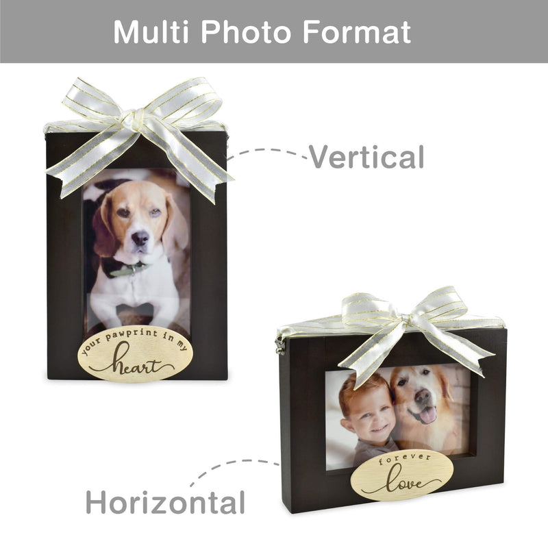 [Australia] - I’m Solid Wood Pet Memorial 2 Sided Picture Frame to Stand & Hang, Great for Pet Remembrance Sympathy Gift, Loss of Pets Dog or Cat Keepsake :Forever Love/Your Pawprint in My Heart”, 4x6 (Brown) Brown 