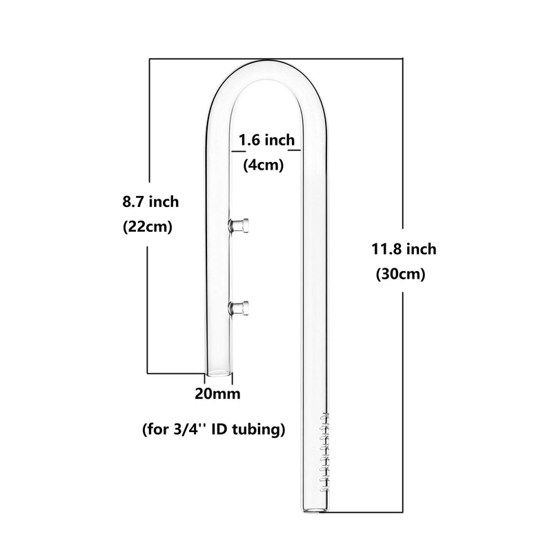 JARDLI Glass Lily Pipe Inflow Outflow Set 20mm for 3/4" ID (19/25mm) Tubing - PawsPlanet Australia