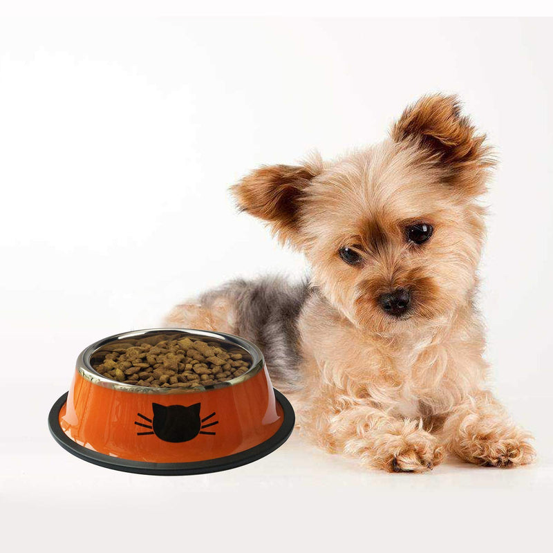 [Australia] - TOMAS Cat Bowls Cat Dishes Stainless Steel Kitten Bowls Cat Food Water Bowls with Non-Slip Rubber Base Pet Bowls Feeding Bowls for Cats and Puppies (Grey/Green/Orange) 