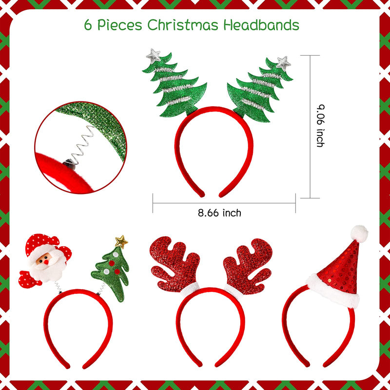 MGparty 12Pcs Christmas Headbands and Glasses Frames Set Reindeer Antlers Xmas Tree Snowman Santa Hat Christmas Party Favors Decoration Supplies Xmas Photo Booth Props - PawsPlanet Australia