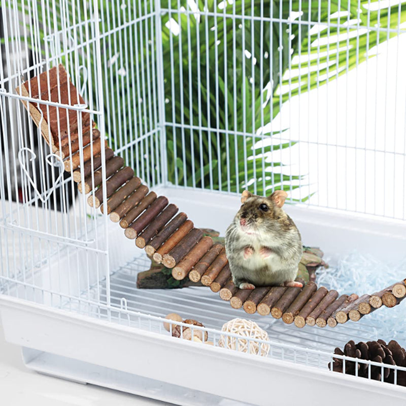 Hamiledyi Hamster Suspension Bridge,Rat Long Bendy Bridge Wooden Climbing Ladder Cage Accessories for Syrian Hamster Chinchilla Guinea Pig Gerbil Chipmunk Mouse Rat - PawsPlanet Australia