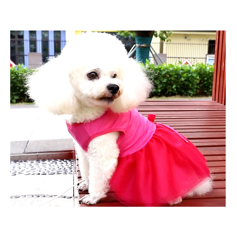 Silvercell Puppy Pet Dog Cat Princess Tutu Dress Bow Crystal Belt Skirt Clothes X-Small Rose - PawsPlanet Australia