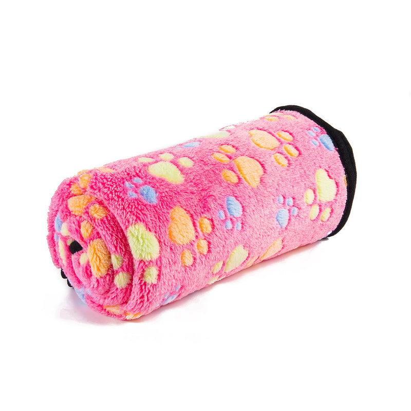 [Australia] - KIWITATA Super Soft Warm Puppy Dog Blanket Fleece Pet Dog Cat Sleep Bed Blankets Cover Mat with Paw Print for Kitties Puppies Guinea Pig Small Pink 