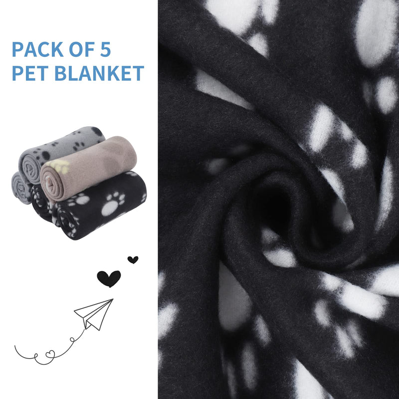 PET SPPTIES 5 PCS Small Pet Blankets Dog Cat Soft Grey Coffee Puppy Washable Sleep Blanket PS088 (60X40 CM, 2 Black, 2 Grey, 1 Beige) 60X40 CM - PawsPlanet Australia