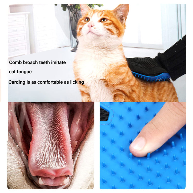KAROKU 3 Pieces Cat Shower Set- Multifunctional Adjustable Cat Bathing Bag, Super Absorbent Quick Dry Towels with Hand Pockets,Pet Grooming Glove for Cats Dogs Cleaning Tools Blue - PawsPlanet Australia