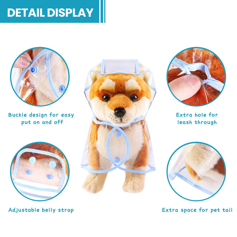 Cooraby 3 Pieces Pet Dog Raincoat Pet Waterproof Rain Clothes Hooded Rain Jacket Transparent Puppy Rain Poncho Pet Rainwear for Small to Medium Dog Blue,White,Green - PawsPlanet Australia