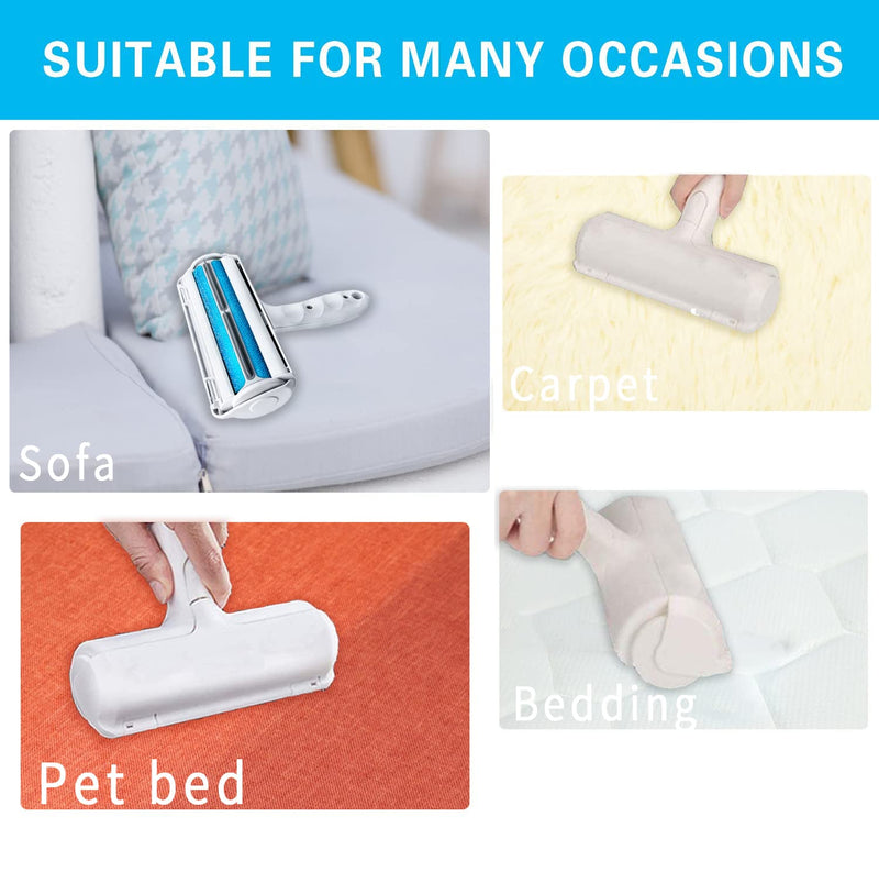 OurTop 2.0 pet hair remover lint roller, lint brush for dog hair, cat hair, reusable lint brush, lint roller for pet hair, effective for furniture, bedding, couch, and more lint roller + pet accessories white - PawsPlanet Australia