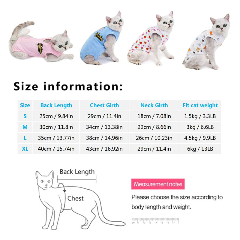 Kismaple Cat Recovery Suit for Abdominal Wounds Surgical Skin Diseases Anti-Licking Cotton Breathable Vest E-Collar Alternative for Cats After Surgery Wear (S Chest Girth: 11.4in, Blue) S Chest Girth: 11.4in - PawsPlanet Australia