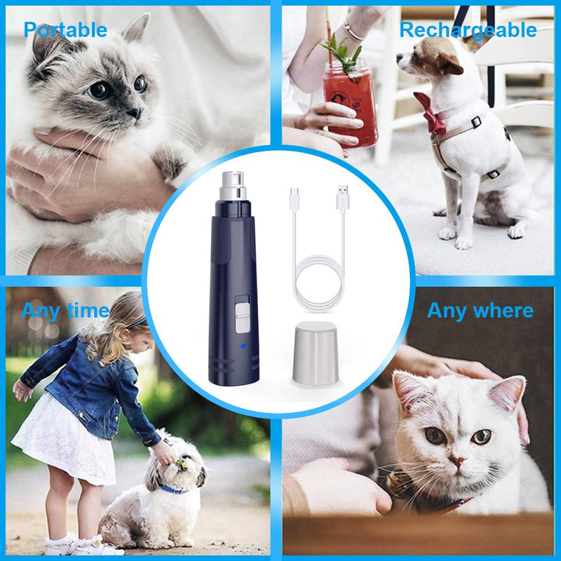 [Australia] - NPET Dog Nail Grinder with Guard, Rechargeable Electric Dog Nail File, 2 Speed Pet Nail Trimmer with LED Light Powerful Paw Grooming for Small Medium Cats, Dogs Blue 