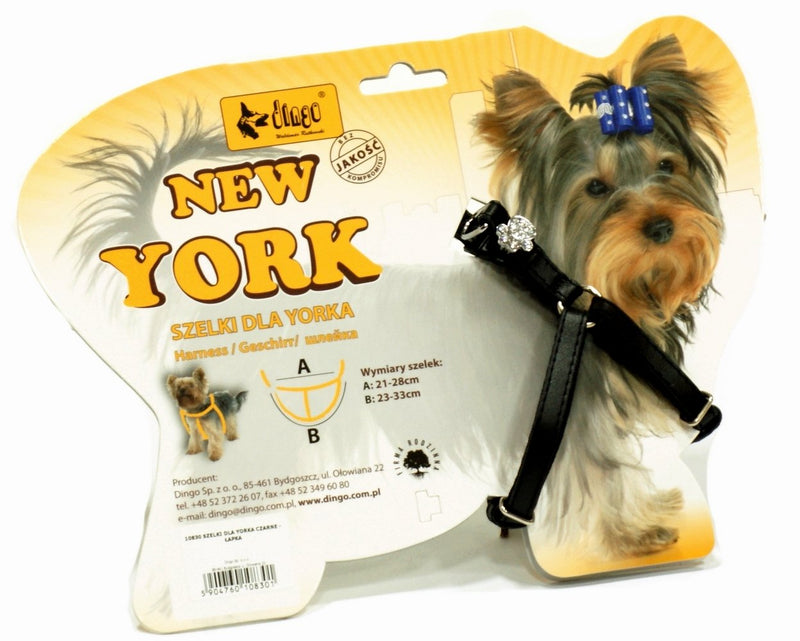 Dingo New York Harness for Small Breeds, Decorative Harness for Dog Made of Black Leather 10830 - PawsPlanet Australia