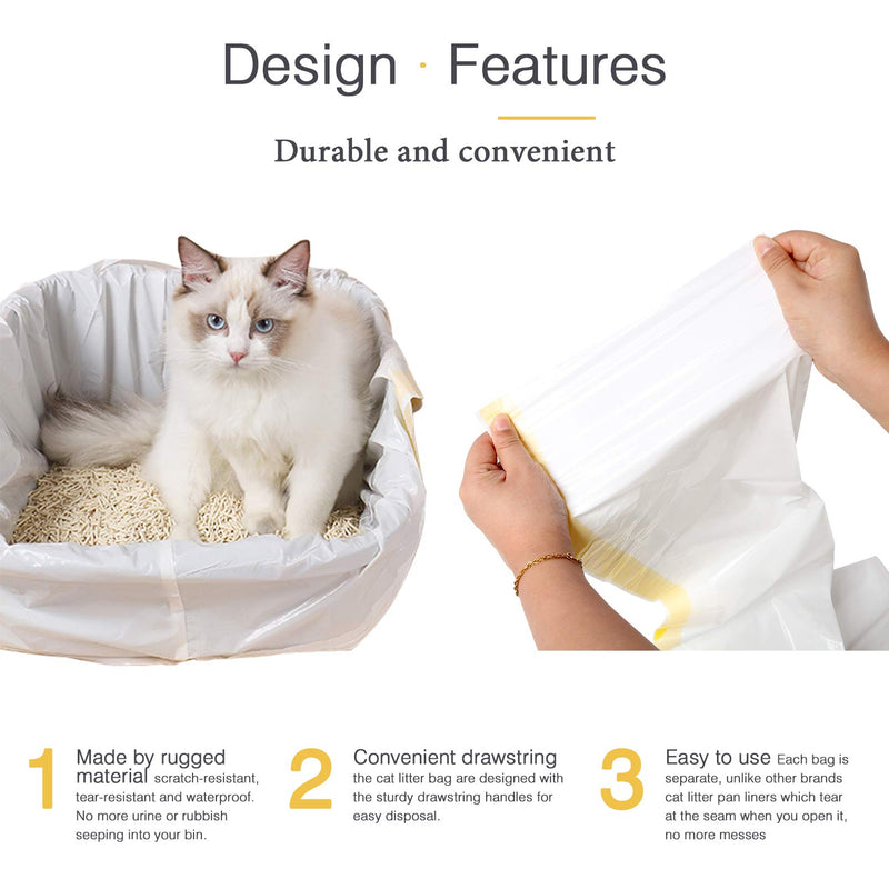 [Australia] - EAVSOW Cat Litter Box Liners Jumbo Extra Durable Large Drawstring Kitty Litter Pan Bags Cat Waste Litter Bags Pet Cat Supplies 36” X 18" 1 Pack 