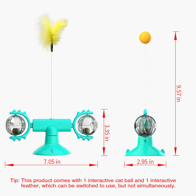 [Australia] - "N/A" Cat Windmill Spinning Toy Interactive Toys for Indoor Cats with Feather Kitten Toys with Suction Cup, Quiet Rotatable Catnip Toys Cat Teasing Ball Toy Blue 