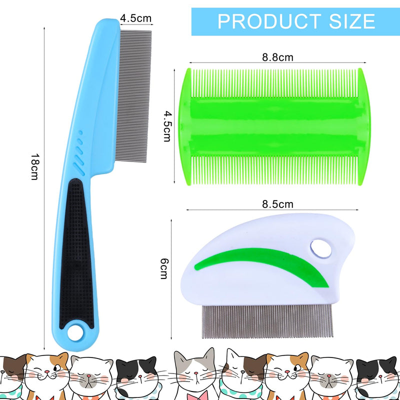 Lice Comb Pack of 3 Flea Comb Dogs Fine Teeth Flea Comb for Cats with Long Short Handle Cat Comb Flea Comb Flea Comb for Effectively Against Fleas and Lice for Removing Dandruff - PawsPlanet Australia