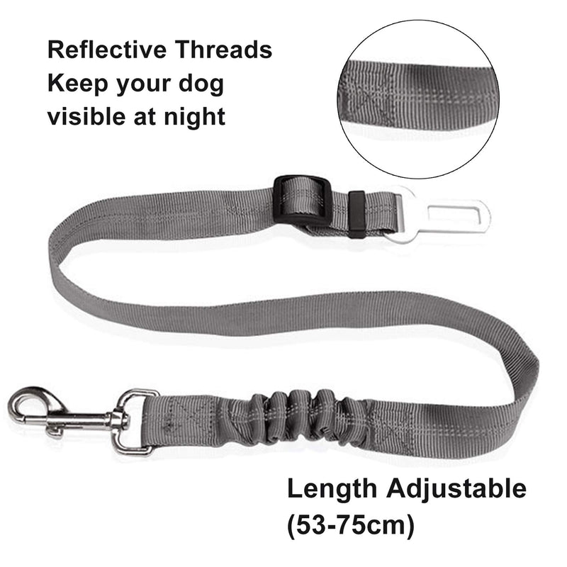 EasyULT 3 Packs Dog Car Harness, Pet Safety Strong Leash Leads, 53-75 cm Adjustable, Elastic Restraint Puppy Accessories with Strong Carabiner(Grey) Grey - PawsPlanet Australia