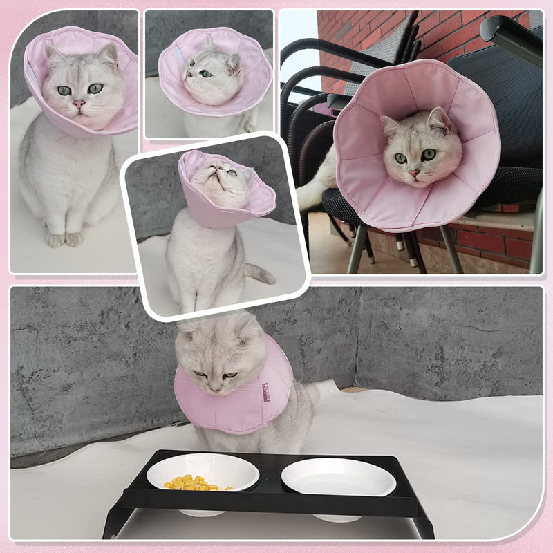 PUMYPOREITY Cat Neck Collar, Adjustable Cat Collar Elizabethan Collar Recovery Collar After Surgery and Injuries for Puppies, Small Dogs and Cats (Light Pink, S) B-Light Pink - PawsPlanet Australia