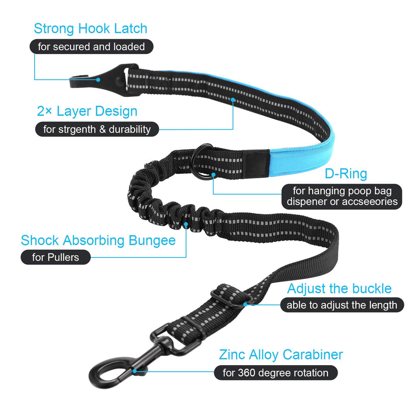 [Australia] - JHMY 1 Packs Dog Seatbelt, Adjustable Dog Leash with Latch Bar Attachment, Car Safety Belt for Medium and Large Dog, Reflective and Heavy Duty Hardware Including Tangle-Free Swivel Attachment. 
