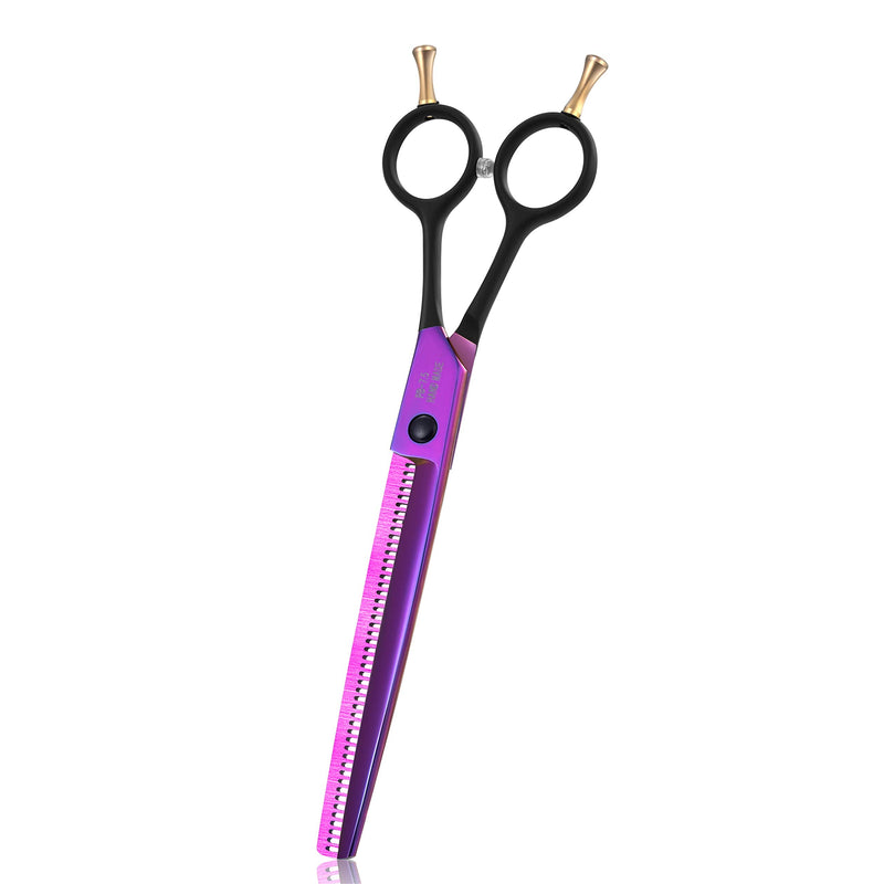 PURPLEBIRD 7.5 Inch Dog Grooming Scissors Dog Thinning Shears Professional Pet Hair Scissors Japanese Stainless Steel Purple Cat Pet Hair Cutting Trimming Shears PS05-7.5''Thinning - PawsPlanet Australia