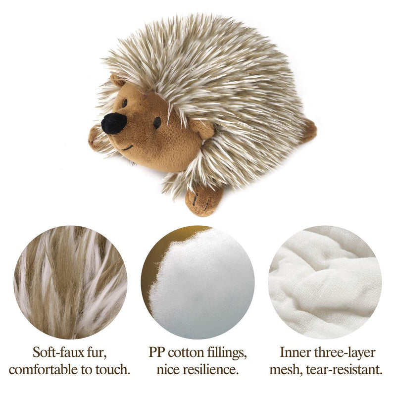 Pawaboo Plush Dog Toy, Non-toxic Super Soft Faux-fur Hedgehog Dog Toy Squeak Aninal Toy Stuffed Biting Training Playing Toys for Dog Puppy, Brown A-Brown Hedgehog (1 pack) - PawsPlanet Australia