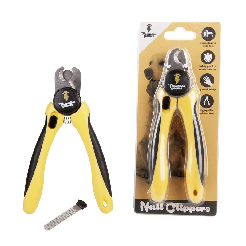 Thunderpaws Professional-Grade Nail Clippers for Dogs - Nail Trimmer for Dogs with Safety Guard and Nail File - Large Dog Nail Clippers for Large Dogs - Dog Nail Clipper & Dog Toenail Clippers Medium-Large Yellow - PawsPlanet Australia