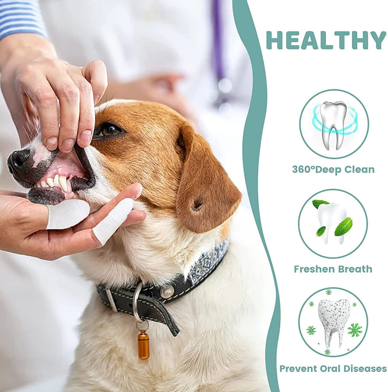 Dog toothbrush finger cot reusable, pet finger toothbrush, finger cots dog dental care, anti-plaque finger dog, efficient and clean pet toothbrush made of knitted fabric (16 pieces) 16 pieces - PawsPlanet Australia