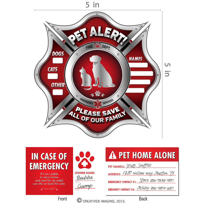 [Australia] - Vinyl Friend Pet Alert Stickers- FIRE Safety Alert and Rescue (5 Pack) - Save Your Pets encase of Emergency or Danger Pets in Home for Windows, Doors Sign Small SILVER - Fireman Symbol 